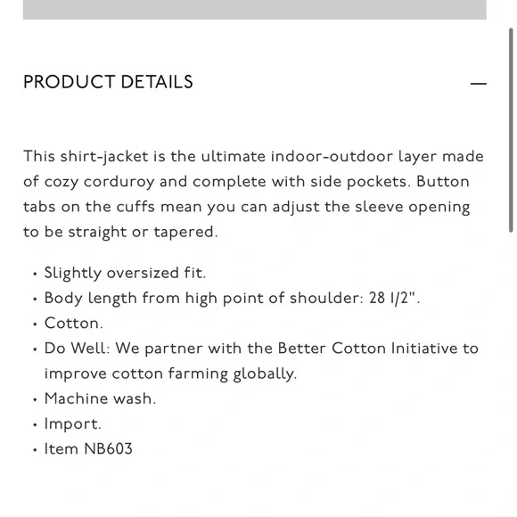 Madewell Blush Corduroy Jacket Corduroy Yorkway Shirt-Jacket size XS fall wear - Picture 12 of 12